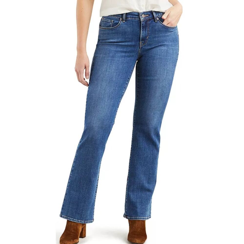 Levi Strauss Signature Womens At Waist Bootcut Jeans Blue Denim Classic Fit- 10